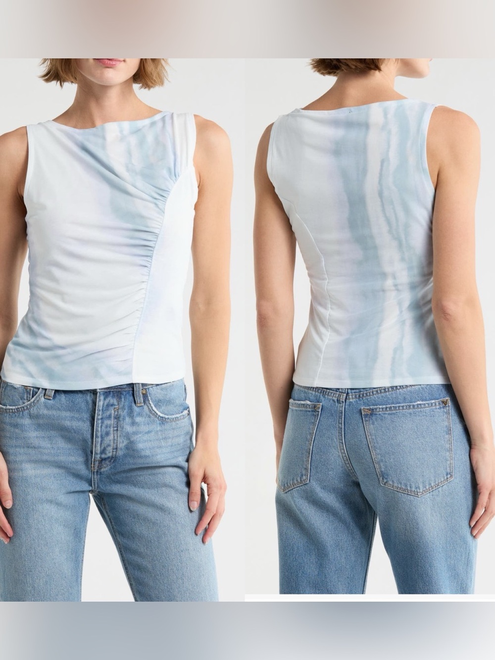 New Rag & Bone Marbling Mesh Ruched Muscle Tank Top Size Small - Picture 4 of 4